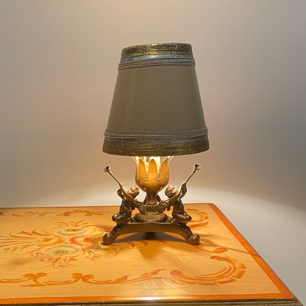 Vintage Bronze 3 Cherubs Lamp